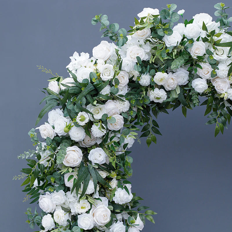 White Rose Green Willow Leaf Floral Arrangement Decor Heart-Shaped Wedding Arch Atlanta GA Rentals