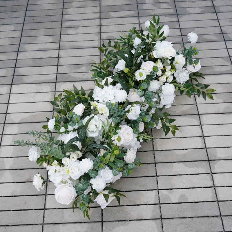 White Rose Green Willow Leaf Floral Arrangement Decor Heart-Shaped Wedding Arch Atlanta GA Rentals