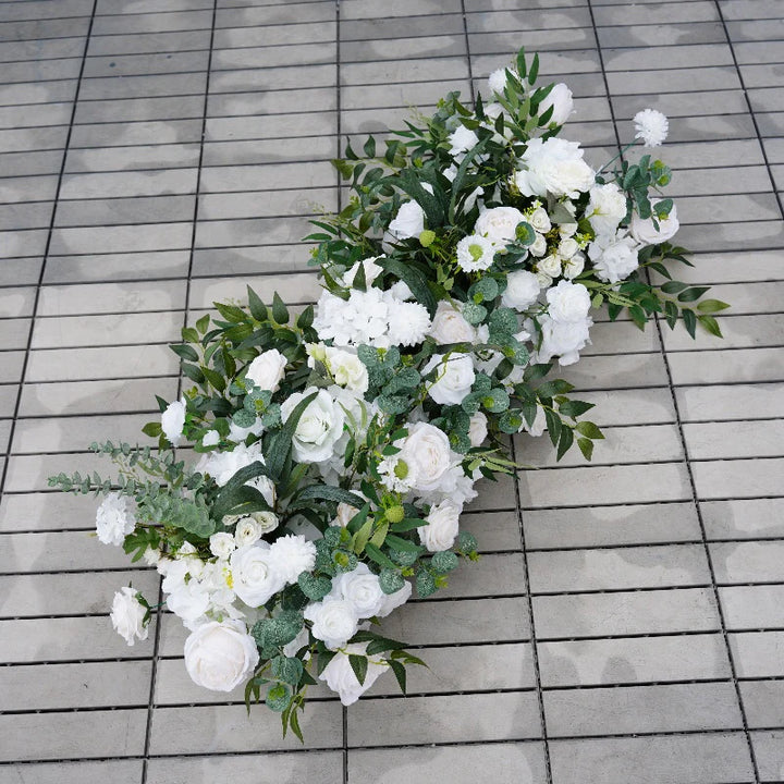 White Rose Green Willow Leaf Floral Arrangement Decor Heart-Shaped Wedding Arch Atlanta GA Rentals