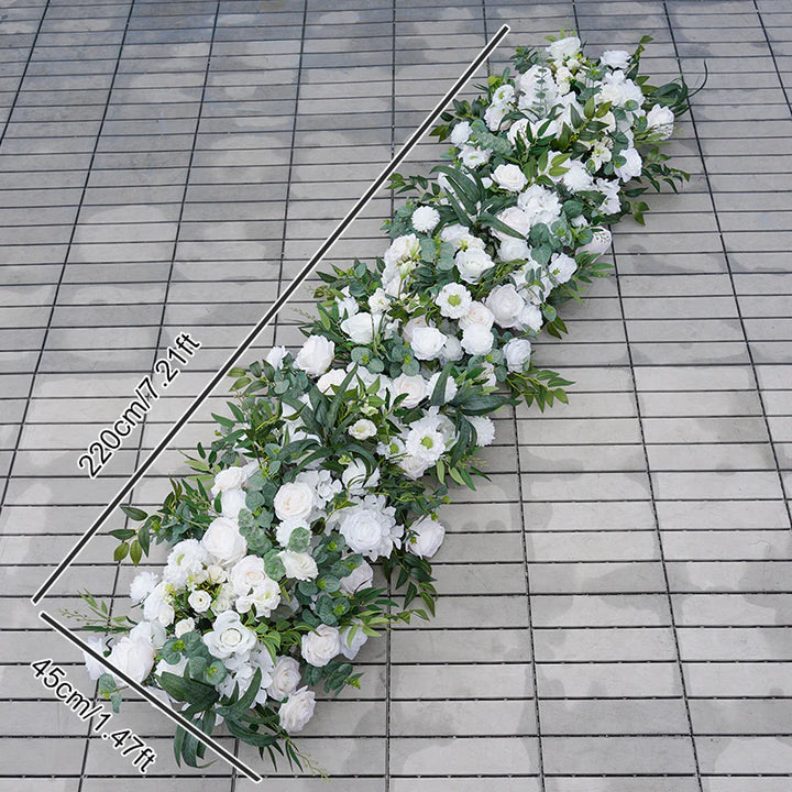 White Rose Green Willow Leaf Floral Arrangement Decor Heart-Shaped Wedding Arch Atlanta GA Rentals