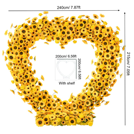 Yellow Sunflower Heart-Shaped Arch Floral Arrangement Wedding Ceremony Decor Atlanta GA Rentals
