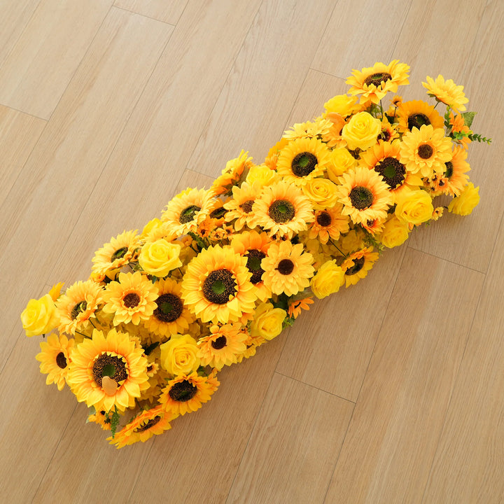 Yellow Sunflower Heart-Shaped Arch Floral Arrangement Wedding Ceremony Decor Atlanta GA Rentals