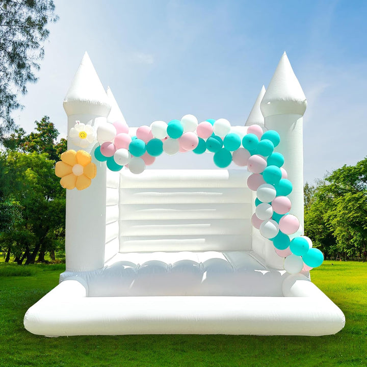 Inflatables: White Bounce House 12x10x10FT with Ball Pit