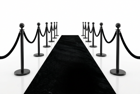 Velvet Ropes and Stanchion Posts Set – 4 Black Posts with 3  Velvet Rope 5 ft