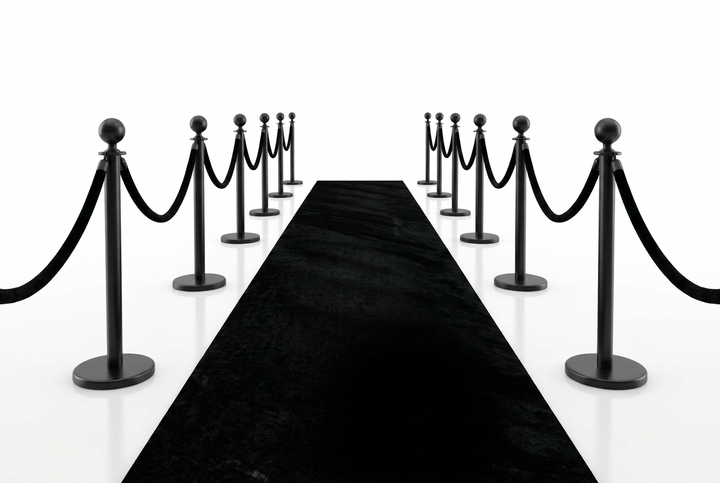 Velvet Ropes and Stanchion Posts Set – 4 Black Posts with 3  Velvet Rope 5 ft