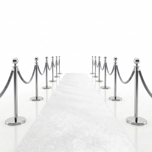 Velvet Ropes and Stanchion Posts Set – 4 Silver Posts with 3  Velvet Rope 5 ft