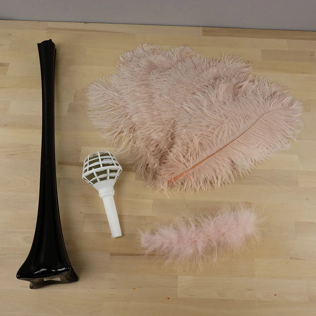 Ostrich Feather Centerpiece with Black Eiffel Tower Vase, Atlanta, GA Rentals