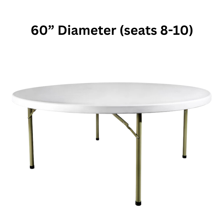 Round white resin kids table, ideal for kids table rental in Atlanta, GA