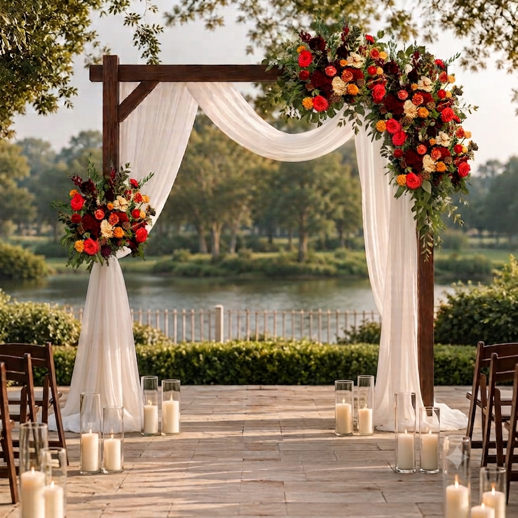 7ft Heavy‑Duty Wooden Square Wedding Arbor Rental in Atlanta