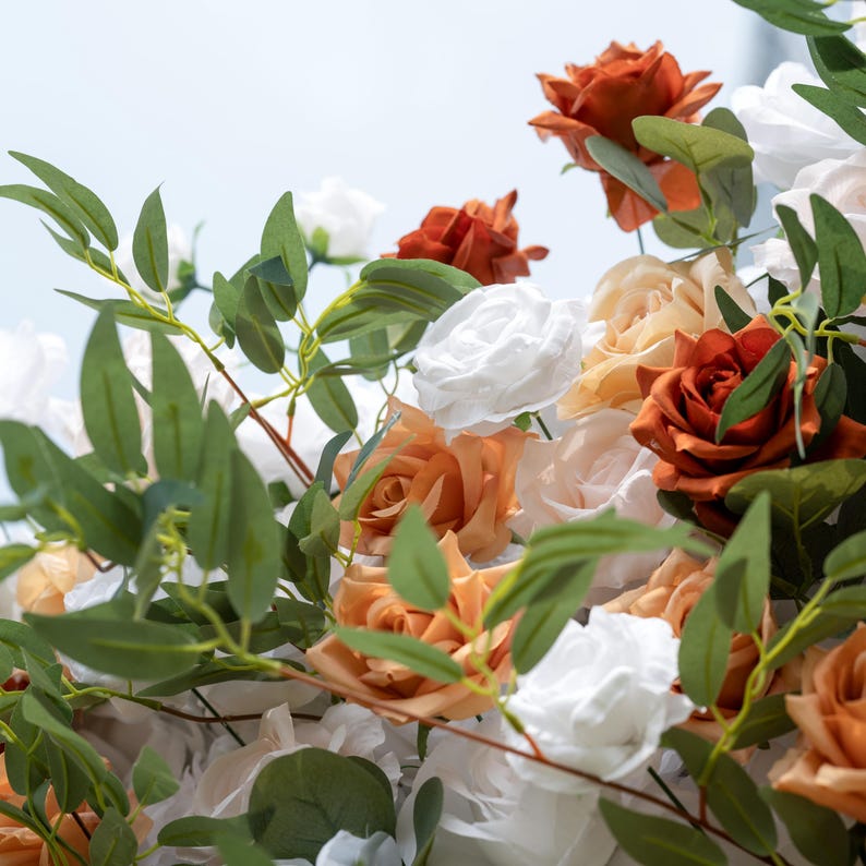 5D Fabric Artificial Flower Wall Flower Fall, Autumn, Terracotta – Rolling Curtain Rental Atlanta