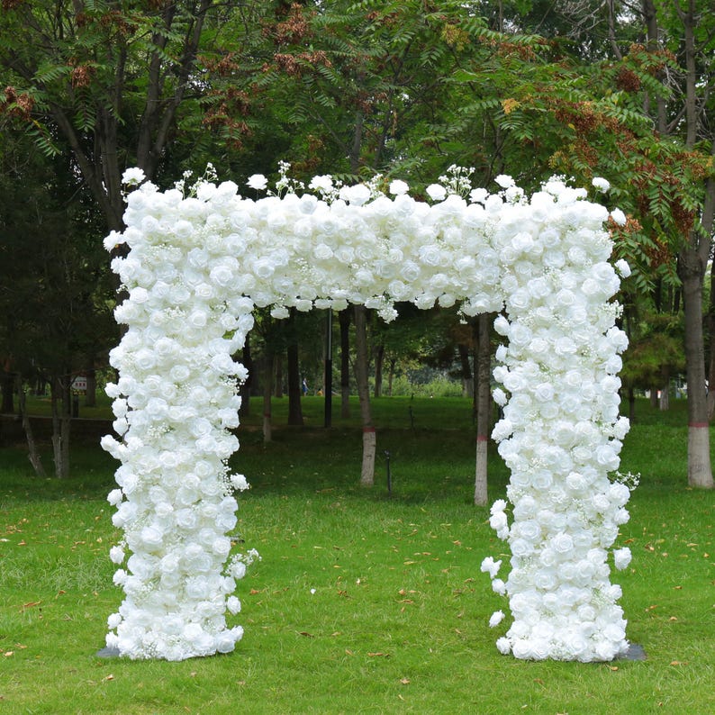 5D Flower Arch– White Rose Flower Arch 8x8ft Rental Atlanta
