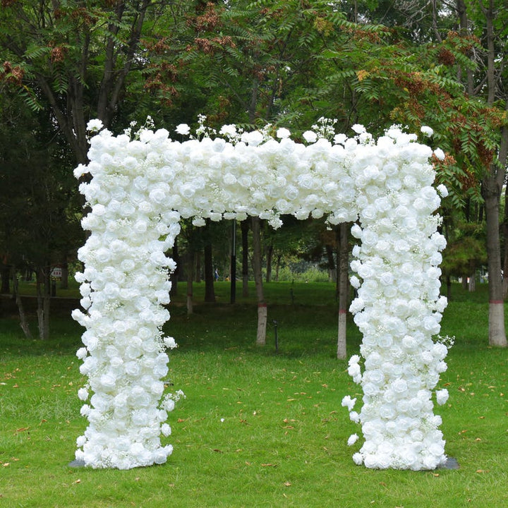 5D Flower Arch– White Rose Flower Arch 8x8ft Rental Atlanta