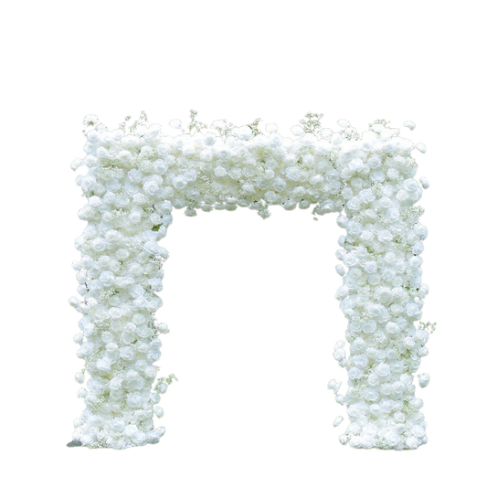 5D Flower Arch– White Rose Flower Arch 8x8ft Rental Atlanta