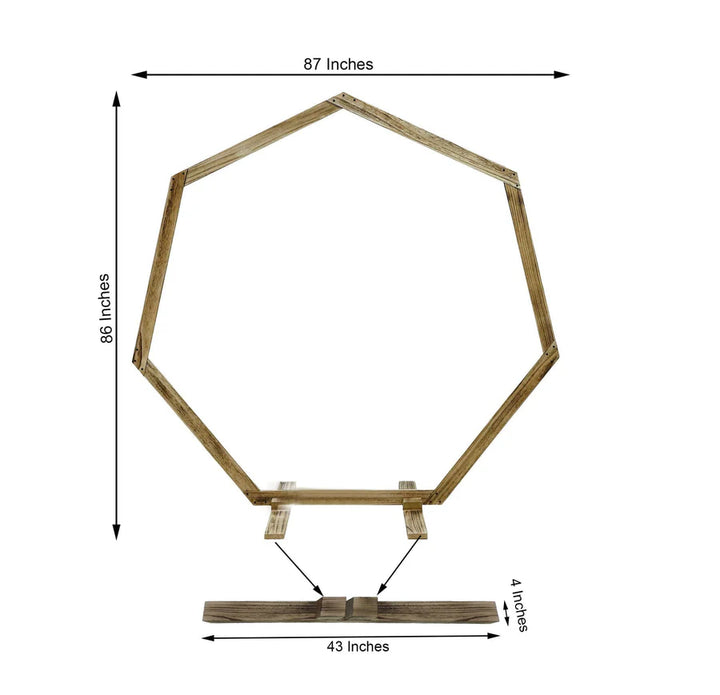 7ft Wooden Wedding Arch – Heptagonal Rustic Photography Backdrop Stand Rental Atlanta
