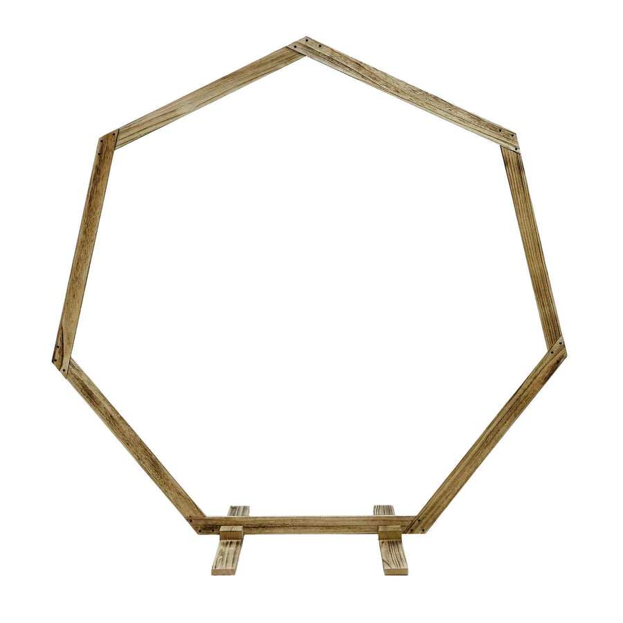 7ft Wooden Wedding Arch – Heptagonal Rustic Photography Backdrop Stand Rental Atlanta