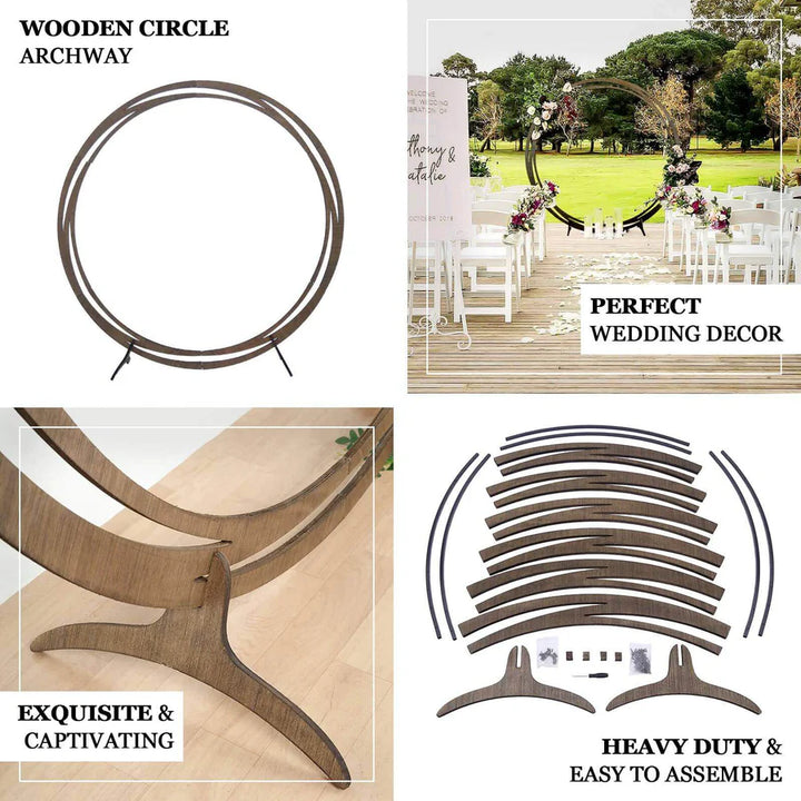 8ft Natural Brown Wooden Round Wedding Arbor Rental in Atlanta