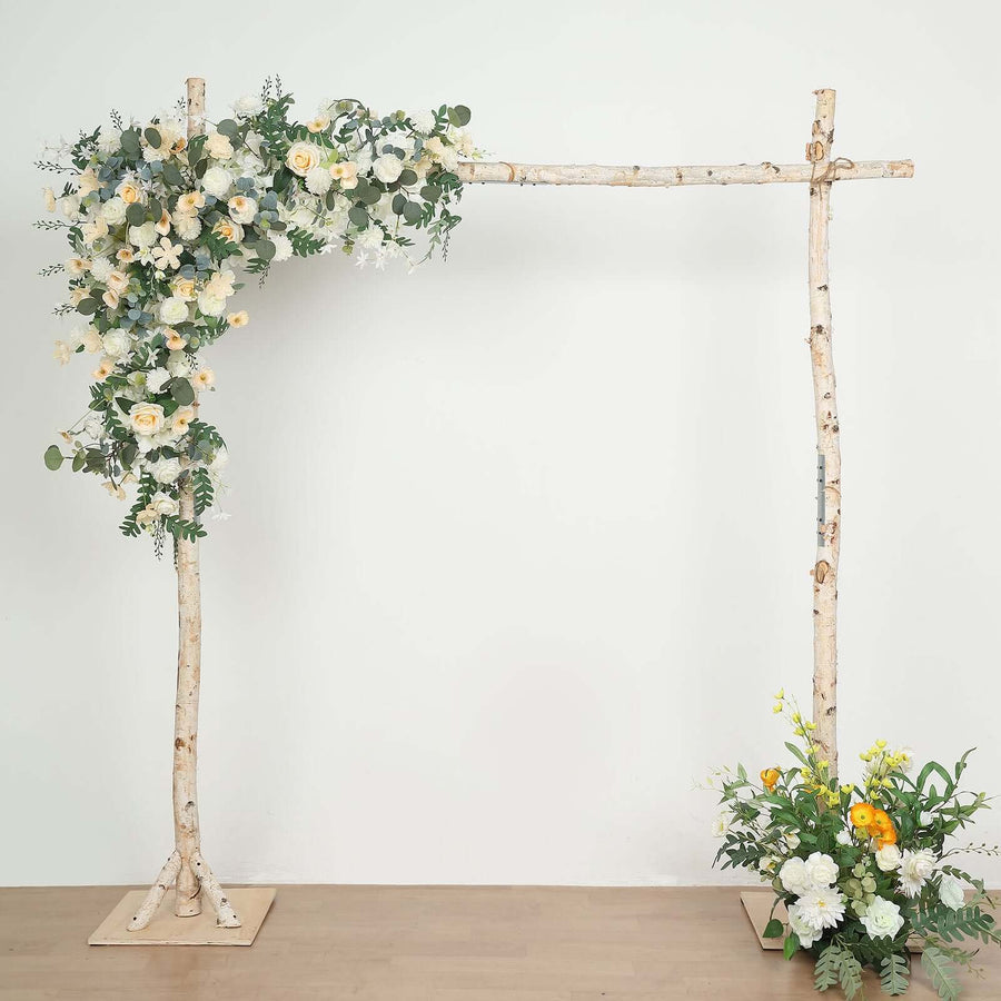 7ft Heavy‑Duty Wooden Birch Rustic Square Wedding Arbor Rental in Atlanta