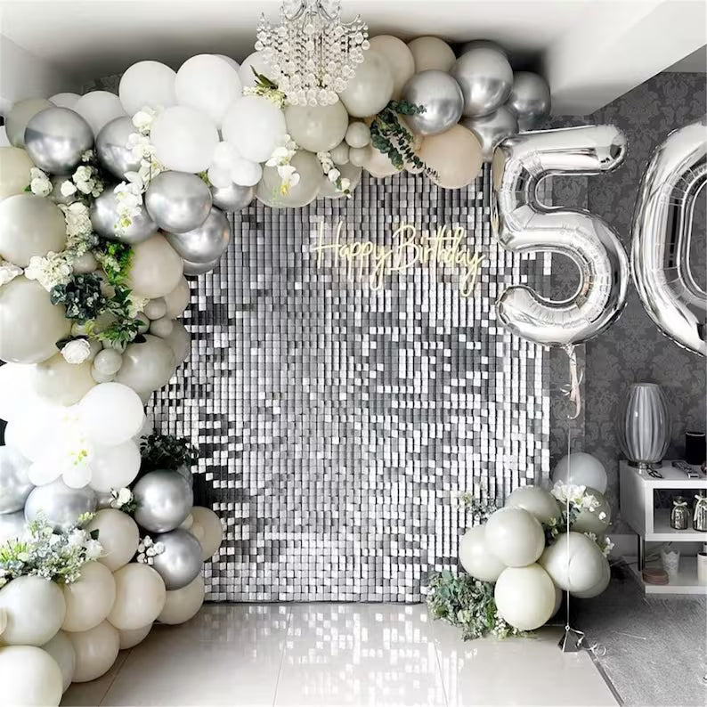 Silver Shimmer Wall Rental in Atlanta | WOW Event Rental